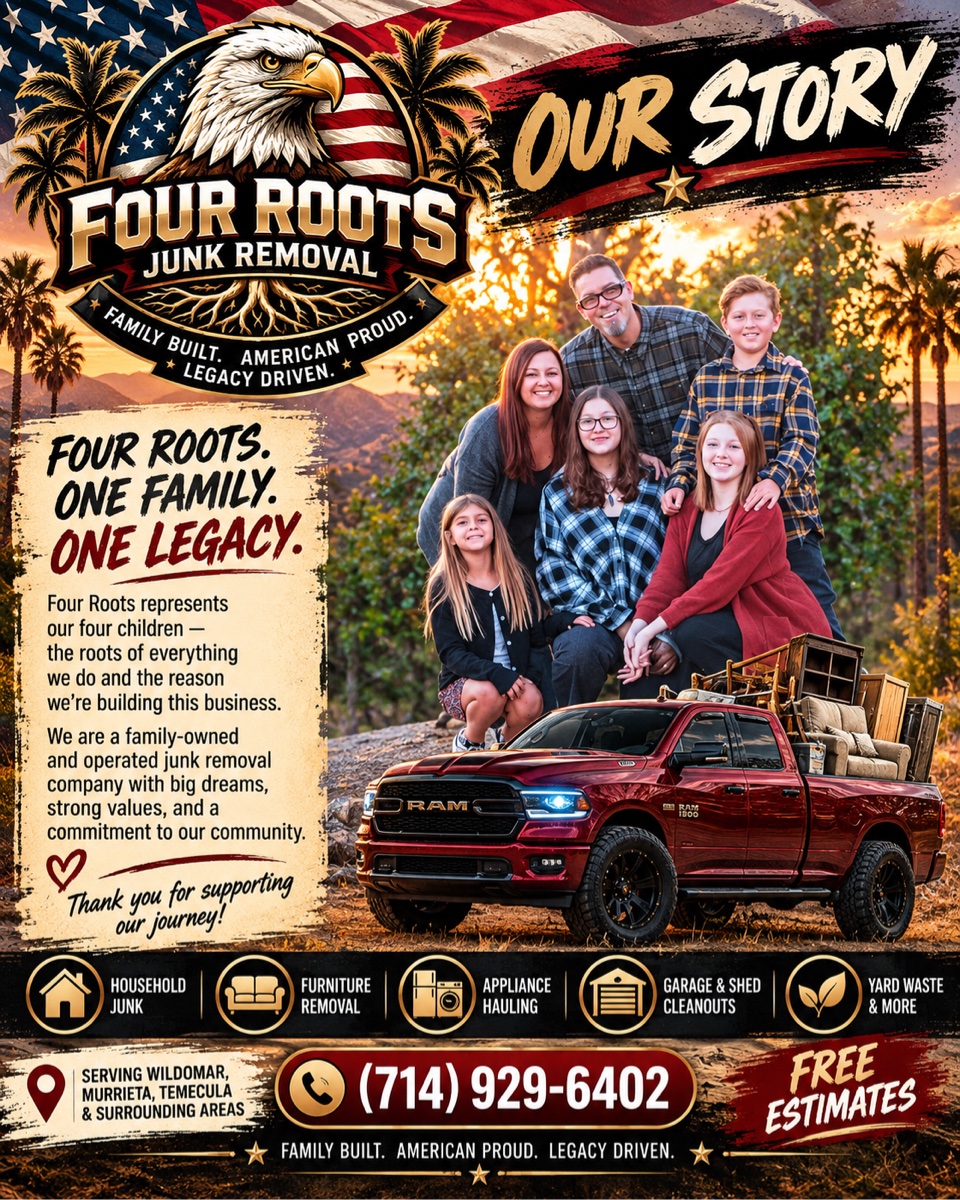 Four Roots Junk Removal — Our Story: a family-owned business built on strong roots